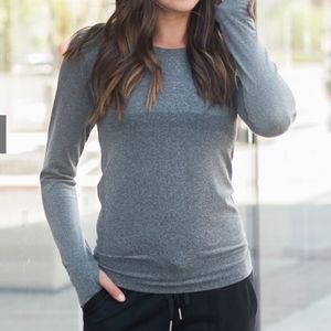 NWOT Zyia Black Heather Performance Long Sleeve T